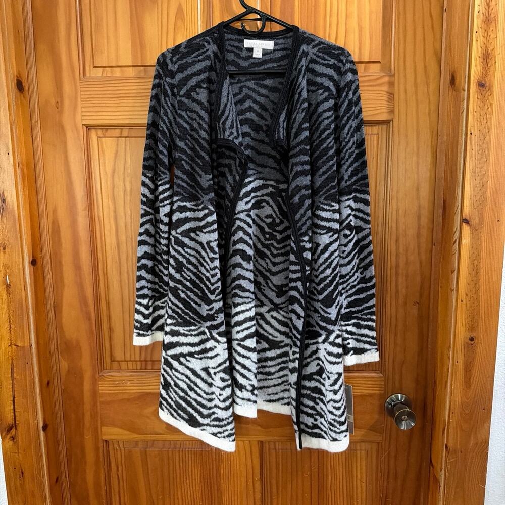 Lauren Ashley Animal Print two toned Cardigan Size M BRAND NEW